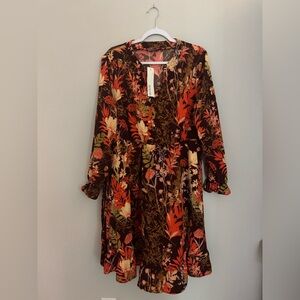 BloomChic Floral Print Dress - Red and Green